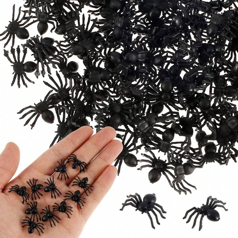 50 y 100 piezas Mini bichos realistas de broma, cucarachas falsas de plástico, araña de plástico negro pequeña, imitaciones realistas de bichos, artículo de novedad, artículo de broma de Halloween, decoraciones de Halloween, obsequios para fiesta - Multicolor - Ver 1