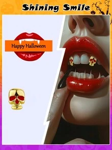 novani 1pc Halloween Vampire Teeth  Fangs Fake Teeth For Halloween Costume Cosplay Party Props Party Favors - Multicolor - View 17