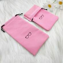 Ensemble d'étui à lunettes et sac, matériau en tissu coloré, sac à cordon frais, pochette de rangement pour le nettoyage des lunettes, accessoires pour lunettes scolaires pour femmes