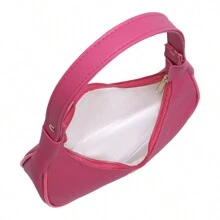 Women's Half Moon Tote Shoulder Bag Small Sophisticated - Hot Pink - View 6