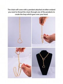 Women's Handmade Punk Gothic Style Heart-Shaped Sliding Chain Necklace - Heart - View 2