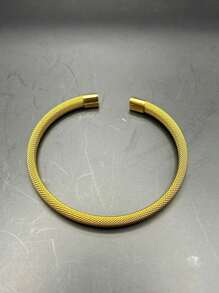 Stainless Steel Braided Mesh Wire Snake Scale Open Bracelet - Vàng - Xem 2