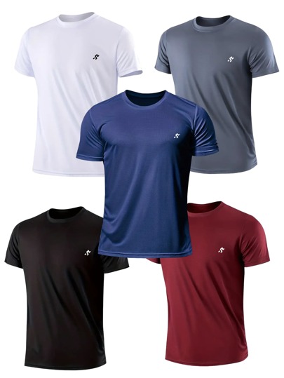 Kit 5 Camiseta Dry Fit Masculina Manga Curta Drifit Academia Corrida CrossFit Fitness Lisa Poliester Premium