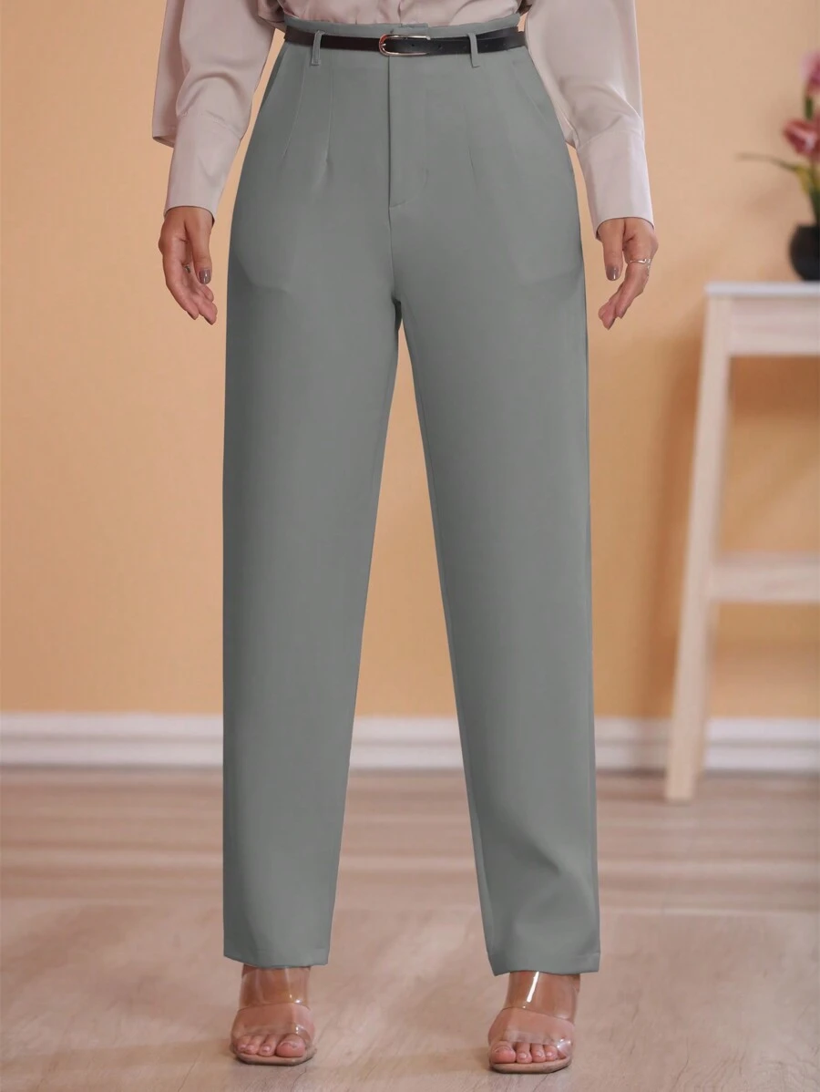 STYLE FASHION Pantaloon Pants With Belt /Militar Green Black Brown/Tailoring/Pantalona/Summer Winter/Christmas Collection / Elegant / Casual / Stylish / Feminine /Christmas Look / Light/ Comfortable/ 2024 Collection - 灰色 - 查看 1