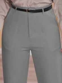 STYLE FASHION Pantaloon Pants With Belt /Militar Green Black  Brown/Tailoring/Pantalona/Summer Winter/Christmas Collection / Elegant / Casual / Stylish / Feminine /Christmas Look / Light/ Comfortable/ 2024 Collection - 灰色 - 查看 5