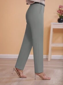 STYLE FASHION Pantaloon Pants With Belt /Militar Green Black  Brown/Tailoring/Pantalona/Summer Winter/Christmas Collection / Elegant / Casual / Stylish / Feminine /Christmas Look / Light/ Comfortable/ 2024 Collection - 灰色 - 查看 4