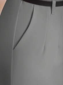 STYLE FASHION Pantaloon Pants With Belt /Militar Green Black  Brown/Tailoring/Pantalona/Summer Winter/Christmas Collection / Elegant / Casual / Stylish / Feminine /Christmas Look / Light/ Comfortable/ 2024 Collection - 灰色 - 查看 6