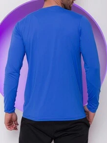 Technological T-Shirt Long Sleeve Premium Polyamide Gym Sports Thermal Sun And Cold - Royal Blue - View 4