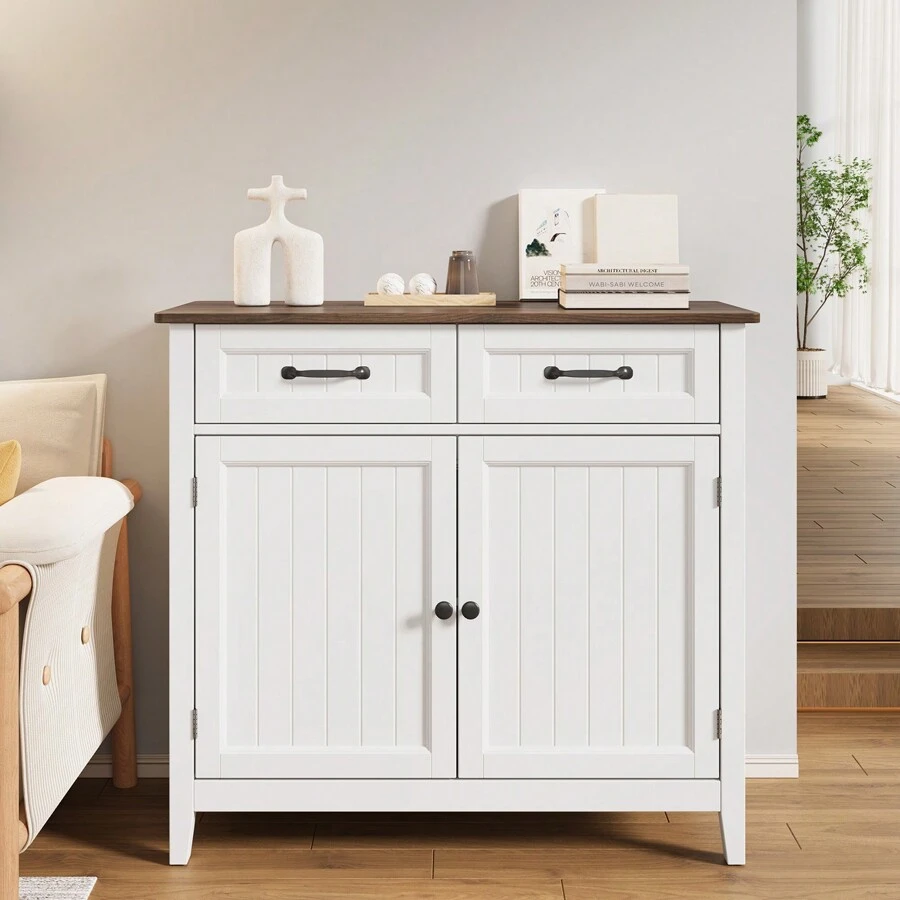 Asofer 32'' H Kitchen Sideboard Buffet Cabinet, Kitchen Storage Island With Adjustable  Shelf, Modern Coffee Bar Cabinet For Kitchen, Dining Room, Bathroom, Entryway