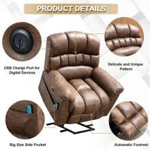 1pcs 42" Wide Oversize Power Lift Recliner Chair Multi-Angle Adjustment With Massage And Heating