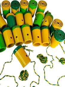50 Green And Yellow Blowing Horn Lanyard Birthday Souvenir Gift Fair Cheap - 彩色 - 查看 4
