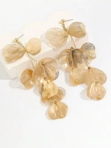 COINBUFF 1 paar elegante metallic vissenstaart franje lange oorbellen voor dames
