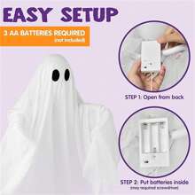 SYNCFUN Halloween Hanging Light Up Ghost With Spooky LED Light, 47" White Hanging Ghosts, Best Halloween Hanging Decoration For Front Yard Patio Lawn Garden Party Decor Indoor Outdoor