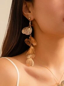 COINBUFF 1 paar elegante metallic vissenstaart franje lange oorbellen voor dames