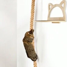 1 件壁挂式猫爬架，带剑麻绳的猫壁架，用于玩耍、攀爬和抓挠，木制猫家具带安装工具，最大承重 12 公斤（26 磅） - 薑色 - 查看 4