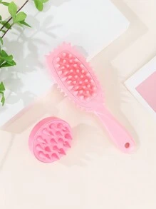 Basic Living 1 件带手柄的椭圆形气垫梳、定义造型刷、顺发刷、专业发型梳、弹跳发刷、卷发定义造型刷梳、卷发定义刷、卷发刷、卷发定义造型刷、减少头发拉扯和卷发分离、顺发、塑形和定义卷发、男女发型设计工具、卷发、直发、女性、女孩礼物、1 件头皮按摩器洗发刷洗涤器，带柔软硅胶，干湿两用，柔软硅胶按摩洗发刷，沐浴梳，柔软硅胶梳齿，用于头皮护理，淋浴头发头皮洗涤器去角质剂，去除头皮屑，头部按摩，干湿两用，适用于男士、女士和儿童，头皮按摩器洗发刷洗涤器，带手柄且易于握持，双色按摩洗发刷，发刷/发梳