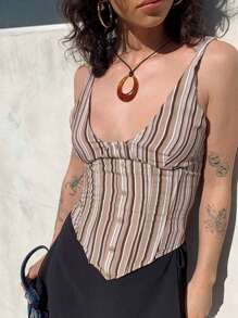 1 mặt dây chuyền Acrylic hình giọt nước hình học trên dây da - màu nâu - Xem 2