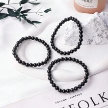 1pc Charm Bracelet 6mm Natural Shungite Bracelet Wrist Bracelet Men's And Women's Gift Jewelry