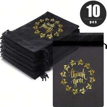 10 piezas, bolsas de organza transparente para agradecer, bolsas de compras claras negras pequeñas para joyas, regalos, bolsas de favor de boda con cordón para negocios, boda, caramelos, maquillaje, jabón, envoltorios de regalos, bolsas de favor de organza para maquillaje, bolsas de regalo de red - Negro - Ver 1