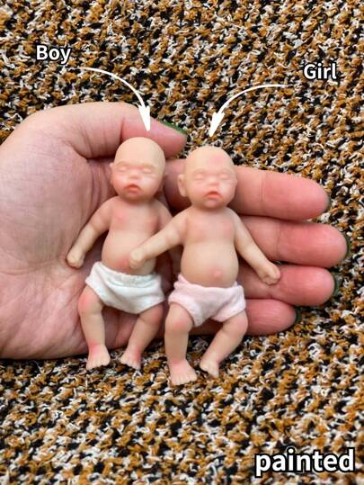 1个3.15英寸/8厘米手工硅胶重生娃娃，逼真的手掌，实心硅胶材质，适合男婴和女婴，有彩色和无色可选，新生儿玩具，母亲节/生日礼物