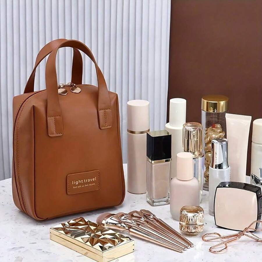 Large Capacity Trifold PU Leather Cosmetic Bag - Spacious, Water-Resistant, Stain Resistant, Fade Resistant, Zippered Makeup Brush Organizer With Multiple Compartments For Travel, Toiletries Storage And Daily Use Makeup Bag Makeup Bags Makeup Organizer Make Up Organizer Makeup Storage - Multicolor - View 1