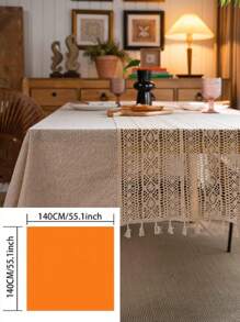 MeijiaMo 1 Pc Linen Patchwork Rectangular Tablecloth, Bohemian Nordic Minimalist Hollow Out Home Decor Placemat Table Topper With Tassels, Suitable For Dining Room, Kitchen, Hotel, Bedroom, Picnic, Dust-Proof, All Season - Multicolor - View 15
