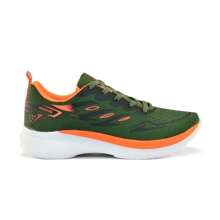 Men's New Gym Sneakers, Soft And Lightweight + Smart Digital Watch + Ankle Socks - GREEN-oRANGE - View 4
