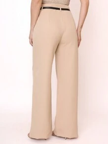 Steve Store Women's Fashion Tailored Palazzo Pants High Waisted Formal - 米色 - 查看 4