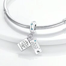 1pc Silver Color I Love Traveling Plane Tower Camera Passport Hot Air Balloon Pendent Charm Fit Bracelet Necklace Beads For DIY Jewelry Making Keepsake Gift For Girl Friend