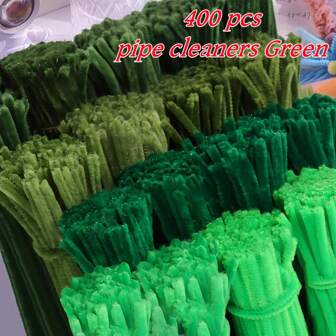 400pcs Flexible Green Chenille Pipe Cleaners, Assorted Green Pipe Cleaners, Versatile Chenille Stems, Easy Twist & Bend, DIY Handmade Crafts For Tulip Flowers, Leaves, Animals, Christmas Tree, Mother's Day Gifts, And Creative Projects - Perfect For Arts And Crafts Enthusiasts, Christmas Projects & Cleaning - Durable, Foldable, Colorful Set