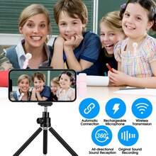 New 1 Drag 2 Microphone Lavalier 2.4GHz 2 In 1 Portable Mini Microphone Wireless Recording Microphone For Type-C Phone - QJH-k9-pink - View 7