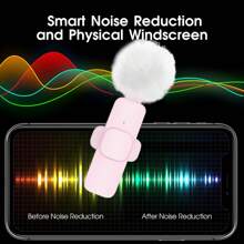 New 1 Drag 2 Microphone Lavalier 2.4GHz 2 In 1 Portable Mini Microphone Wireless Recording Microphone For Type-C Phone - QJH-k9-pink - View 6