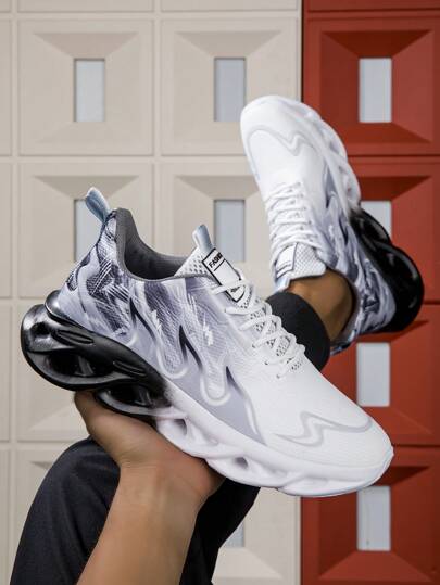 Sommar Nya Snörskor Lätta Bekväma Vadderade Flammtonade Minimalistiska Campus Street Casual Mode Sneakers För Herr (Vänligen beställ en storlek större eftersom skorna är små i storleken)