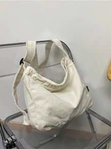 Hobo Bags For Women Canvas Tote Bag Medium Shoulder Bag Fashion Hobo Bag Messenger Bag For Christmas Presents - White - View 1