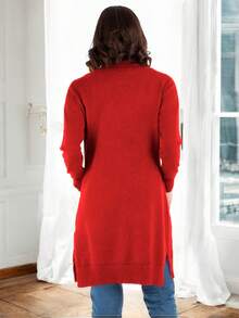 Sueter Cardigan Largo Dama Comodo y De Moda - Rojo - Ver 4