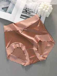 3pcs Satin Seamless High-Waisted Comfortable  Gusset Briefs For Women - Multicolor - View 3