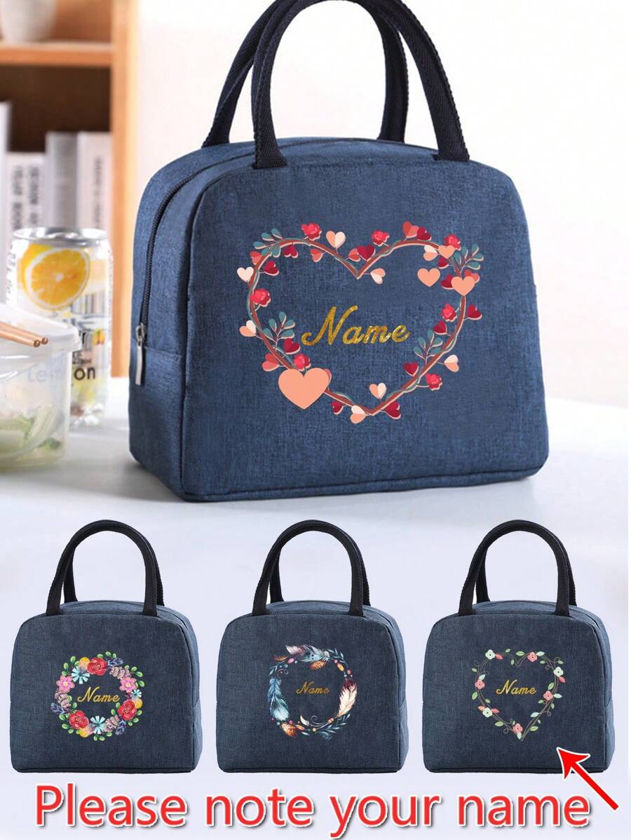 1 Stück personalisierte isolierende Lunch-Tasche mit individuellem Namens-Muster, Kühltasche für Frauen, Studenten Thermotasche für die Arbeit, maßgeschneiderter Thermobeutel für Frauen, isolierte gekühlte Lunch-Box-Tasche für Männer, Picknick-Tasche, Kühlschrankbeutel, Kühltasche mit Kältepack - Blau - Übersicht 1