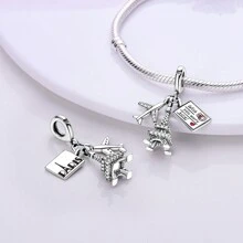 1pc Silver Color I Love Traveling Plane Tower Camera Passport Hot Air Balloon Pendent Charm Fit Bracelet Necklace Beads For DIY Jewelry Making Keepsake Gift For Girl Friend