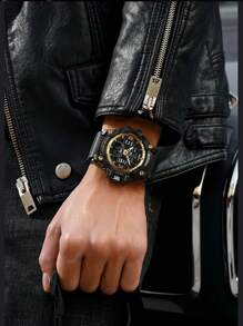 BIDEN 1pc Men's Watch Fashion Student Electronic Watch Multi Functional Outdoor Sports Watch Time Alarm Clock Calendar Week LCD Men's Waterproof Watch - Black - View 5