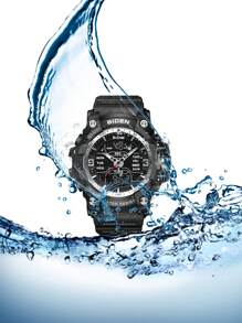 BIDEN 1pc Men's Watch Fashion Student Electronic Watch Multi Functional Outdoor Sports Watch Time Alarm Clock Calendar Week LCD Men's Waterproof Watch - Black - View 8