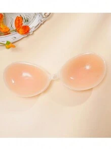 Sutiã Silicone Adesivo Bojo Unbra Feminino sem Alcinha Invisível Push UP com Fecho Taça C - Bege - Visão 2