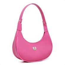 Women's Half Moon Tote Shoulder Bag Small Sophisticated - Hot Pink - View 5