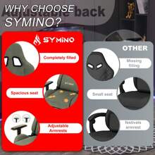 [SYMINO] Hochwertige atmungsaktive Gaming-/Ergonomischer Stuhl: Verstellbar, Drehbar, Mit Fußstütze