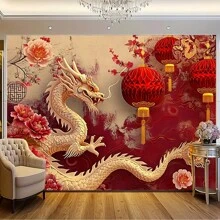 1pc, Nền biểu ngữ Tết Nguyên đán, Lễ hội mùa xuân Trung Quốc, Trang trí Tết Nguyên đán, Hoa cắt giấy, Đèn lồng năm mới, Nền tiệc Năm của Loong, Đạo cụ chụp ảnh Năm của Loong, Giáng sinh - Nhiều màu - Xem 1