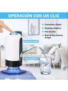 Dispensador De Agua Eléctrico Recargable, Usb, Bomba De Agua - Blanco y Negro - Ver 3