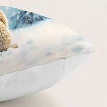1 件雪林冬兔装饰垫套，印在柔软的桃色天鹅绒面料上，45 * 45 厘米/18 * 18 英寸，适用于现代沙发、派对装饰、礼物 - 彩色 - 查看 7