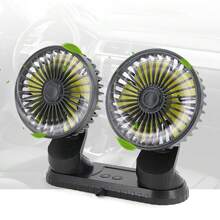 USB Powered Car Fan Dual Head 3-Speed Dashboard Rotation Cooling Fan Air Cooler UK - Black - View 7