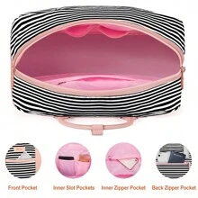 女士周末旅行包，大号旅行袋帆布旅行行李袋手提包带鞋隔层 21 英寸，男女皆宜，旅行包，行李箱，健身包，行李袋，周末行李袋，手提包，大学包，行李袋 - 粉色 - 查看 5