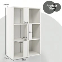 2 Pcs Storage Bookcase 3-Tier Wooden Bookshelf Cabinet Freestanding Display,White - White - View 2