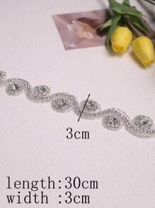 手工刺绣水钻饰边，带粘性背衬，DIY 新娘发饰腰带头带，3 厘米宽 - 銀色 - 查看 11